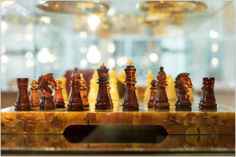A chess board crafted from amber